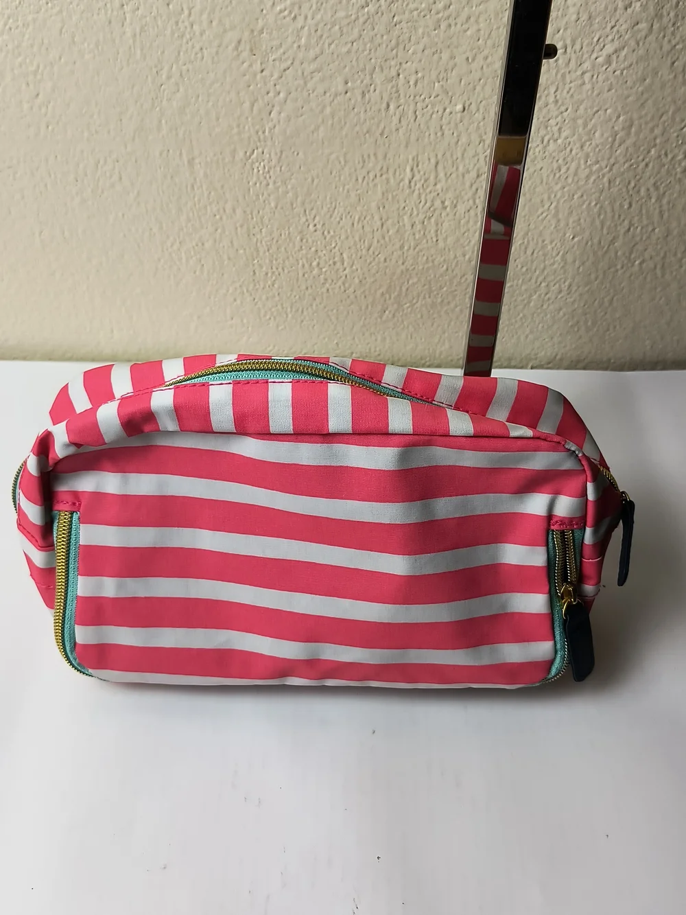 Pink & White Striped Cosmetic Pouch - Women